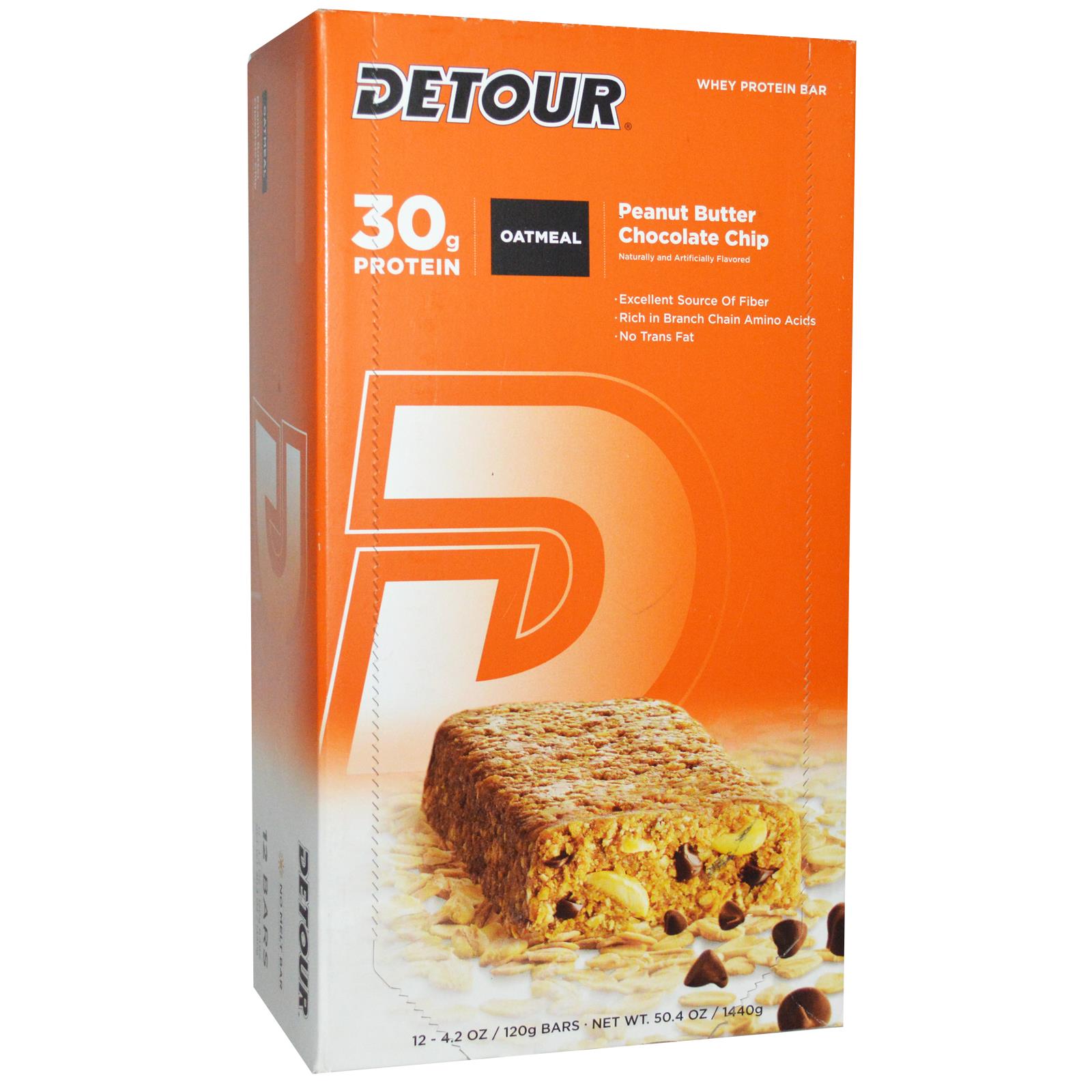 Detour Oatmeal Whey Protein Bar Peanut Butter Chocolate Chip